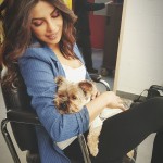 A cute picture of Priyanka Chopra with Li Jun Li puppy