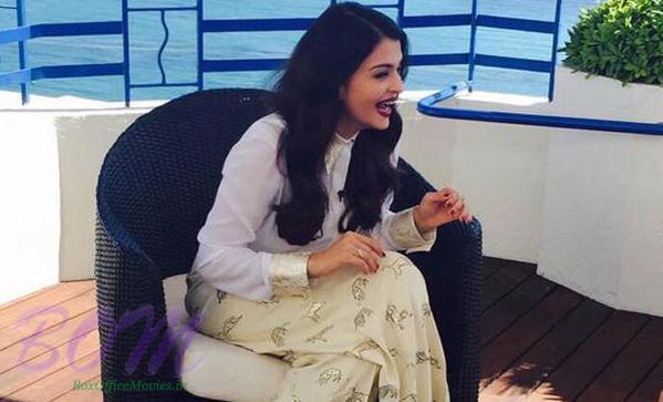 A laughing Aishwarya Rai Bachchan at Cannes 2015