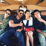 A lovely pic of Dishoom lead actors while shooting for the movie