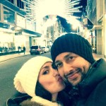 A picture of Aftab Shivdasani with wife on first christmas after marriage