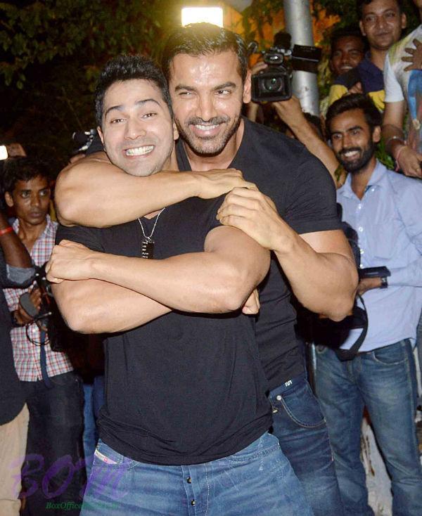 A quirky picture of Dishoom Rockstars Varun Dhawan and John Abraham