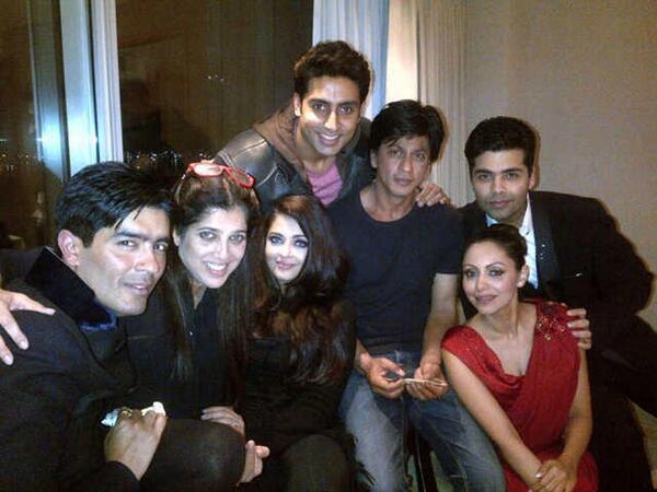 A really cute get together - Shahrukh Khan with wife Gauri, Abhishek Bachchan with wife aishwarya raiy, Karan Johar, and others