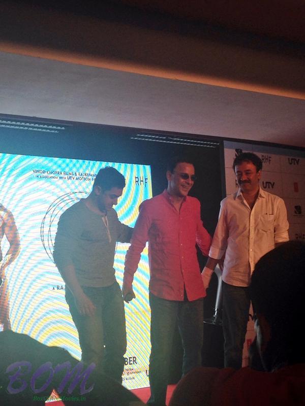 Aamir Khan, Rajkumar Hirani and Vidhu Vinod Chopra at PK's 2nd poster launch on 20 August 2014