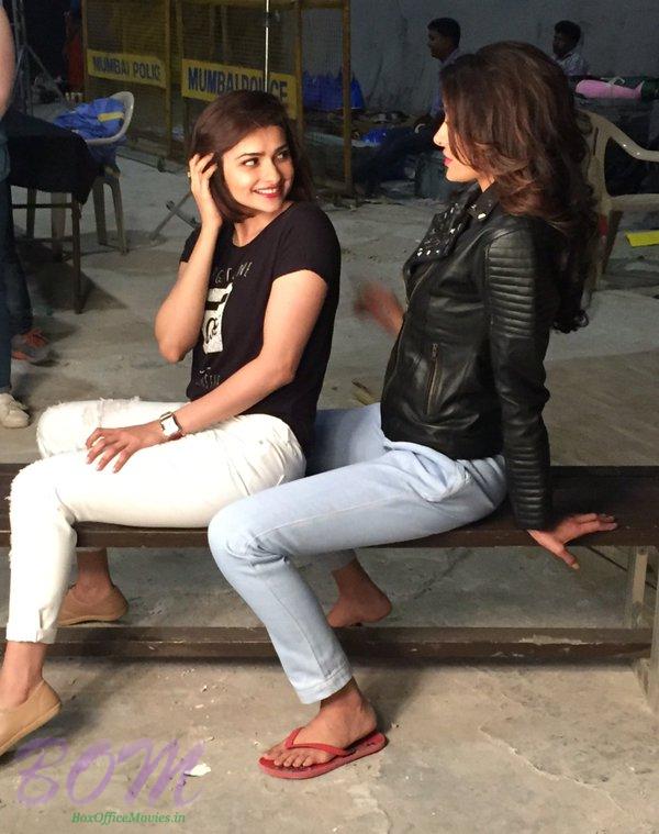 Actress Prachi Desai Nargis Fakhri during Azhar movie shooting