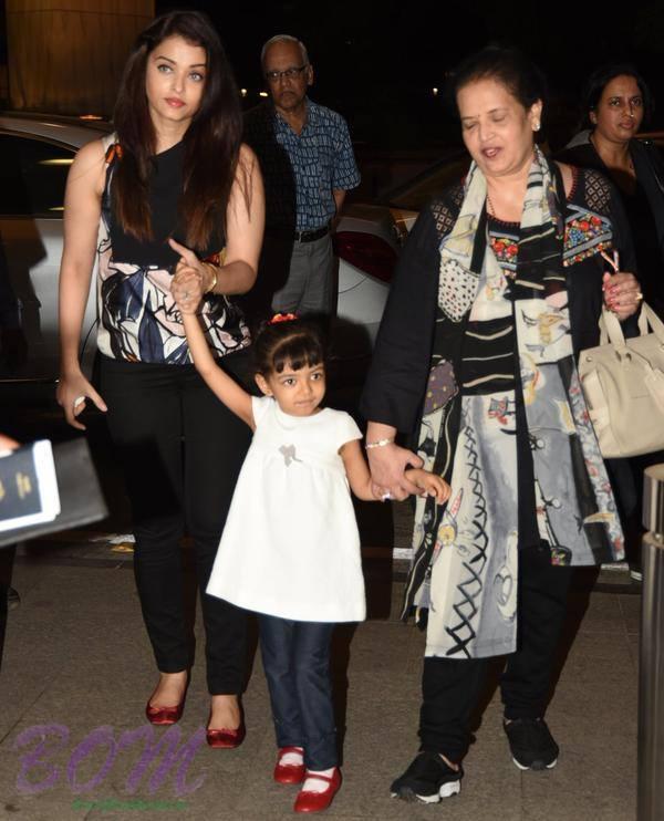 Aishwarya Rai Bachchan leaving for Cannes Film Festival with her mother and baby Aaradhya