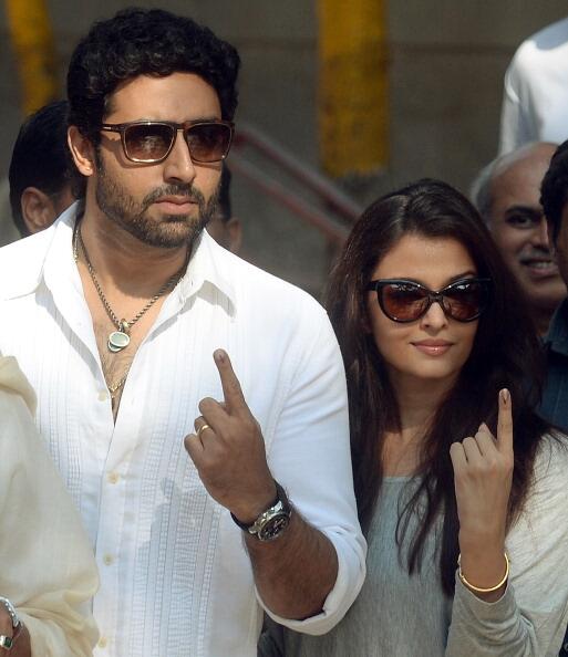 Aishwarya Rai and Abhishek Bachchan Voting Picture