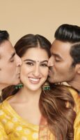 Akshay Kumar Kissing Sara Ali Khan with Dhanush for Movie Atrangi Re