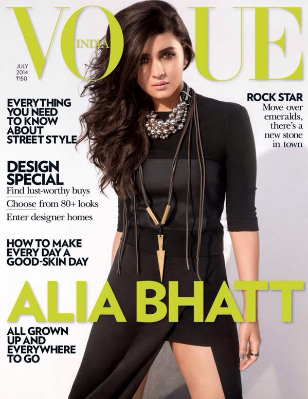 Alia Bhatt in Vogue Magazine cover page - Issue July 2014