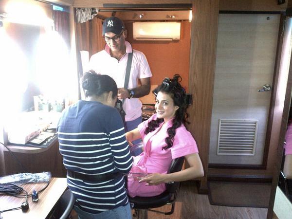Amisha Patel special photo with Makeup artist