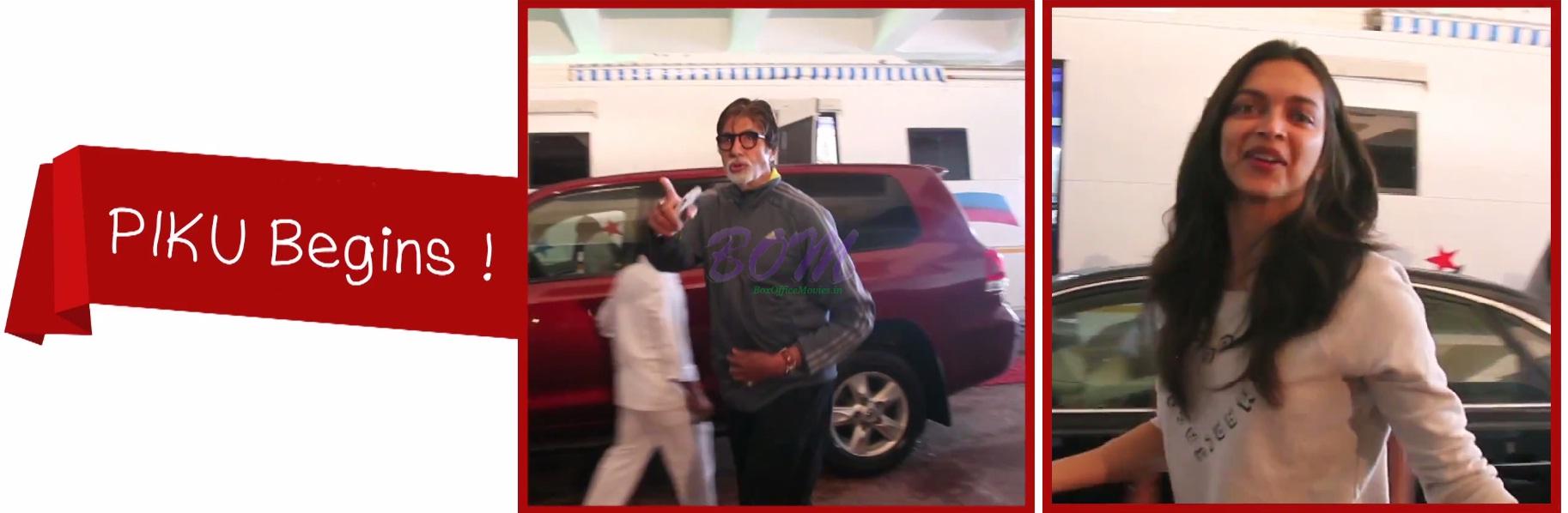 Amitabh Bachchan and Deepika Padukone on set of PIKU movie