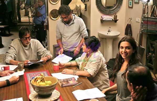 Amitabh Bachchan and Deepika Padukone on the sets of PIKU movie
