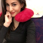 Amyra Dastur selfie while flying for a shoot