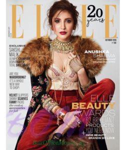 Anushka Sharma cover girl Oct 2016 for Elle Magazine