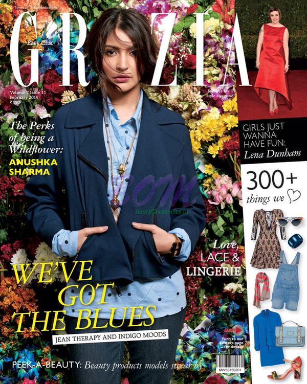 Anushka Sharma on Grazia India magazine cover for Feb 2015 issue