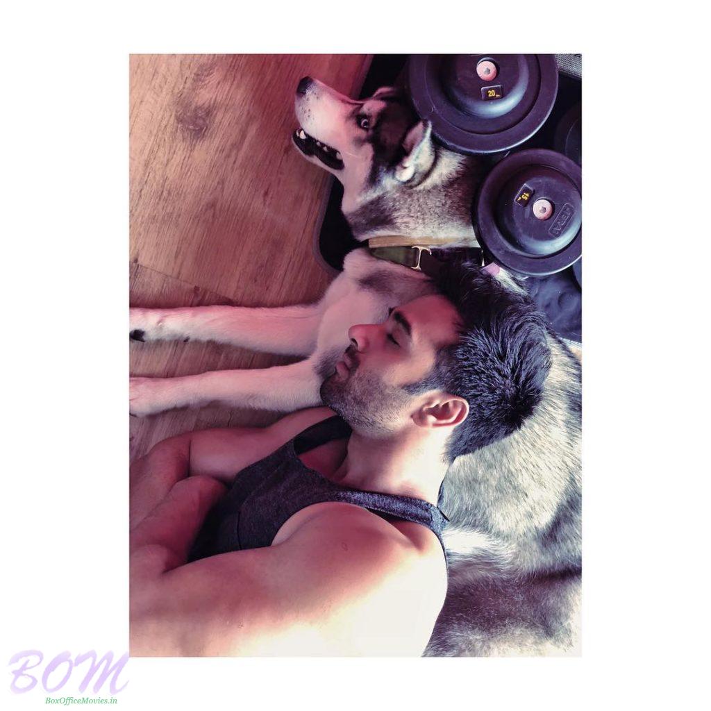 Any guess what this dog is thinking when getting clicked with Pulkit Samrat after a Sunday Workout