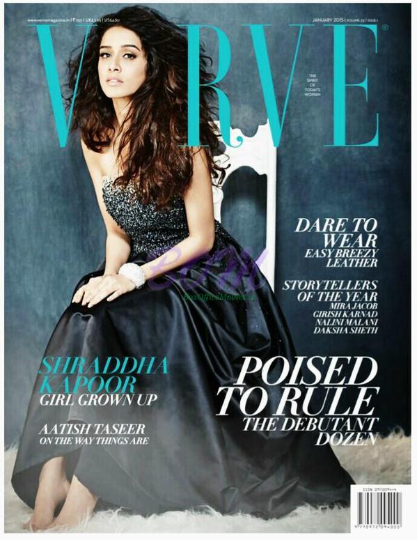 Beautiful Shraddha Kapoor on the cover page of Verve Magazine January 2015 Issue