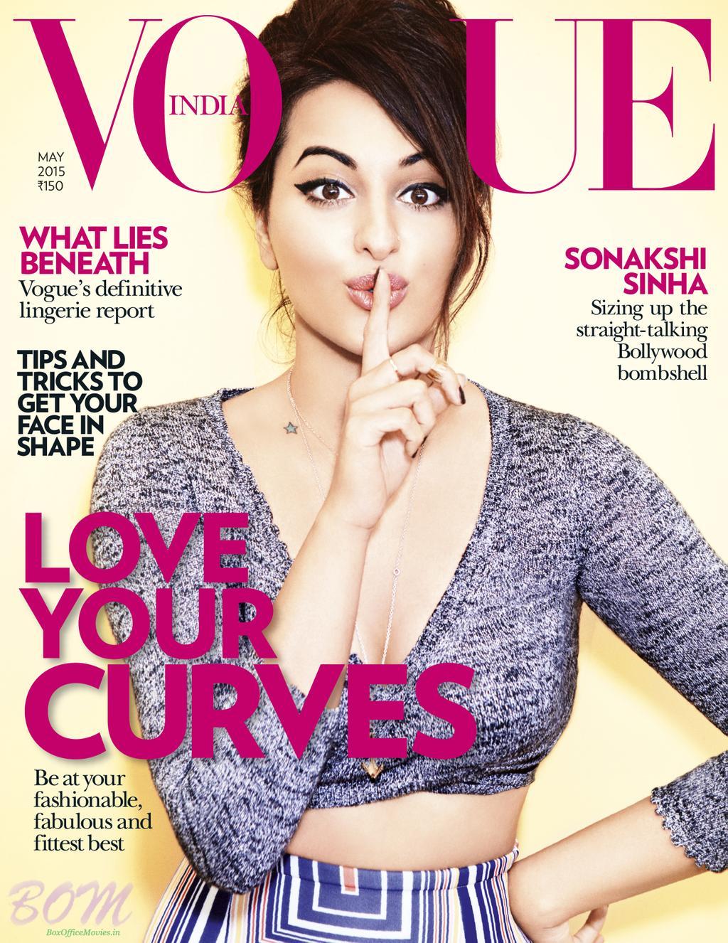 Bollywood Cover Girl Sonakshi Sinha on Vogue India Magazine May 2015 Issue