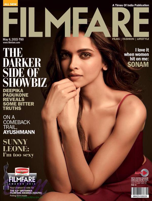 Bollywood Deepika Padukone Cover page Girl for Filmfare May 2015 issue