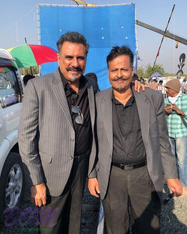 Boman Irani with his body double from the sets of Total Dhamaal