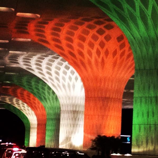 By Neha Dhupia - this was at T2 Mumbai Airport at midnight in colours of India Independence Day