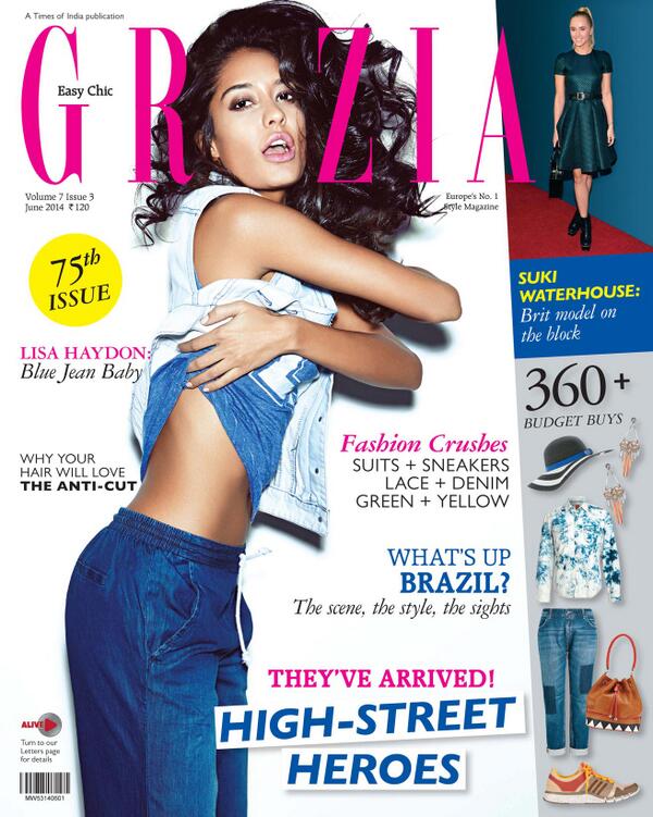 Cover Girl Lisa Haydon at Grazia India magazine page - Issue June 2014