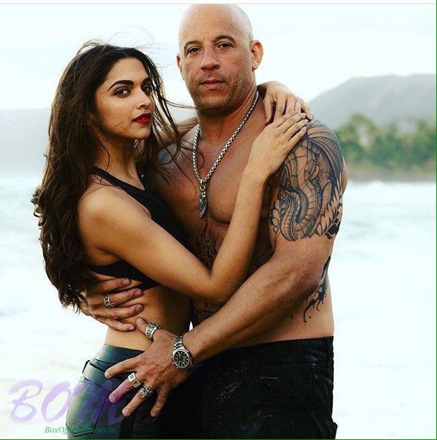 A picture of Deepika Padukone as Serena with Vin Disel as Xander in XXX3
