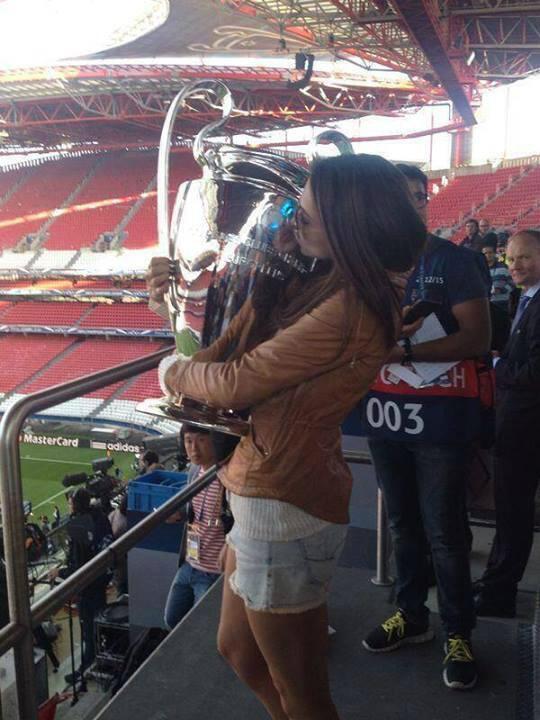 Deepika with the UEFA Champion’s League trophy in Lisbon, Portugal
