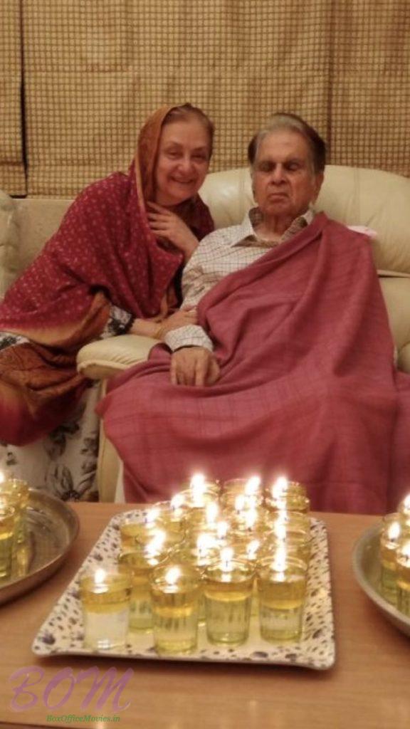 Dilip Kumar ji wishes Happy Diwali to everyone with his wife Saira Banu.