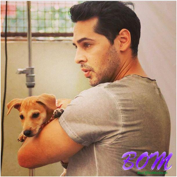 Dino Morea just after a shot for worldforall calender with lill Bella