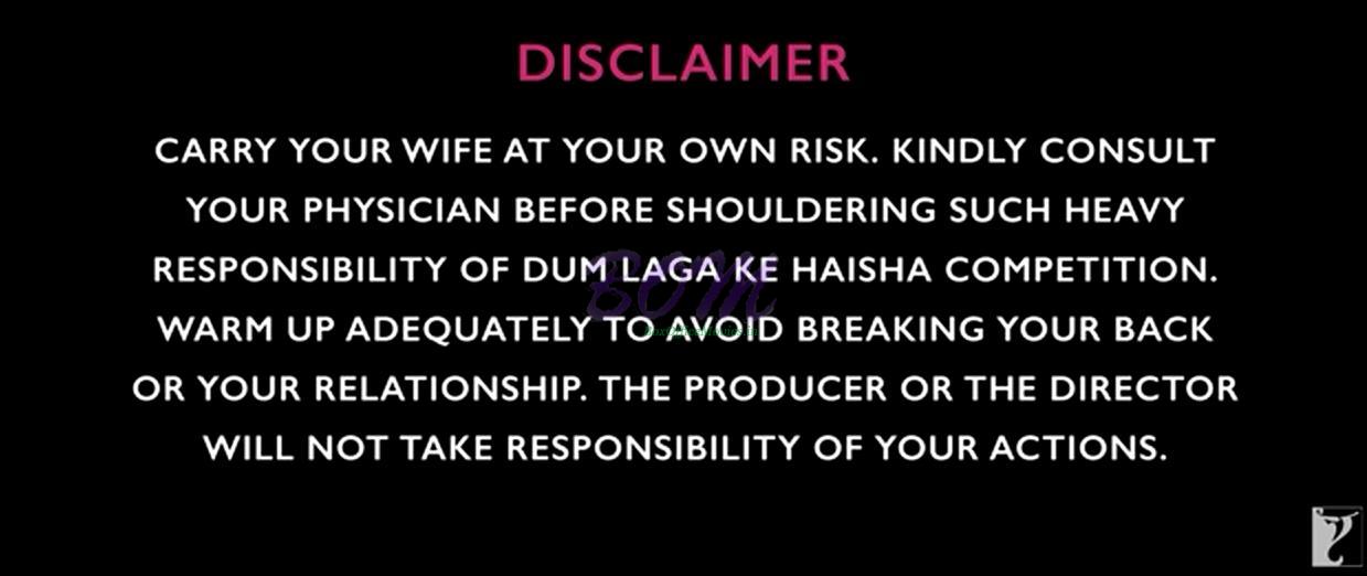 Dum Laga Ke Haisha movie awesome Dislaimer - Must Read
