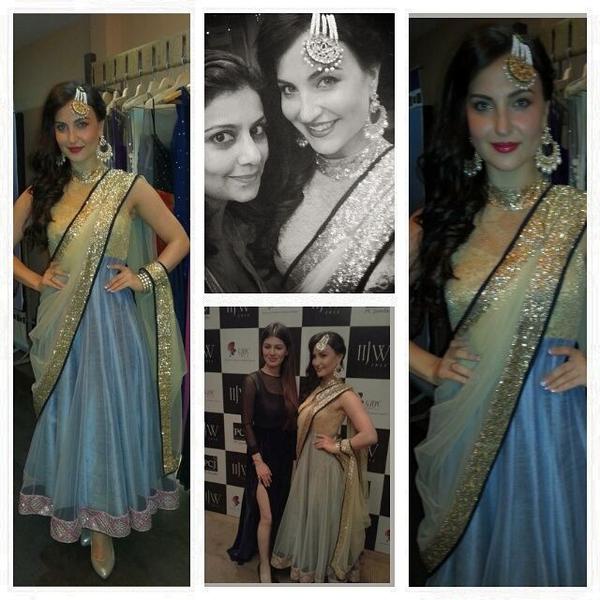 Elli Avram picture from IIJW Grand Finale. Dressed by Designer Salima Lalani & jewellery from Curio Cottage