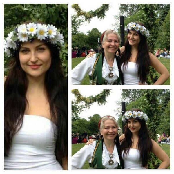 Elli Avram wishes Happy Swedish Midsummer. The celebration where we tie flowers in the hair and dance & sing around the Midsummer tree.