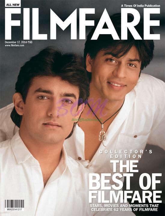 Filmfare Magazine cover page boys Shahrukh Khan and Aamir Khan on December 17th 2014 issue