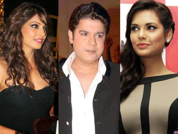 Hamshakals Bipasha Basu and Esha Gupta with Sajid Khan