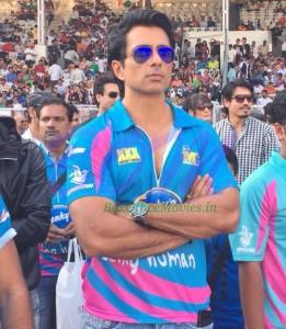 Handsome Sonu Sood during Mumbai Heros vs Veer Marathi match