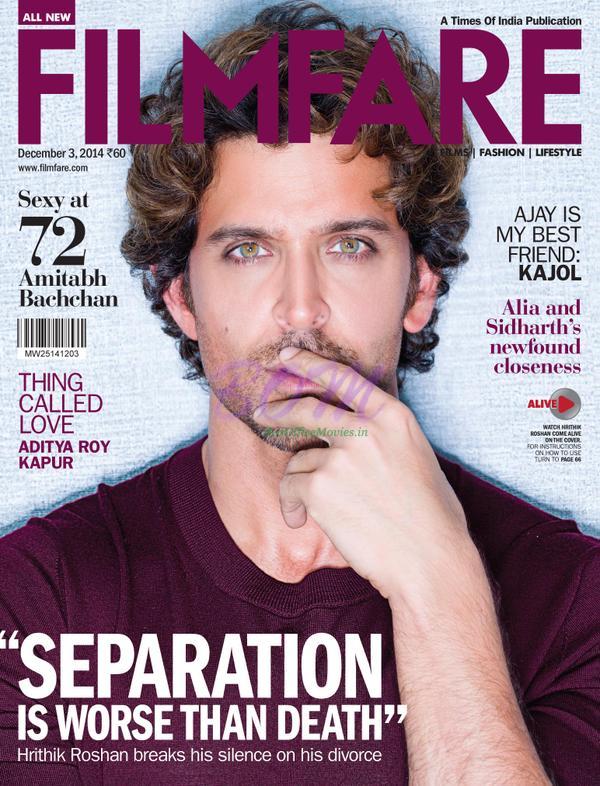 Hrithik Roshan on the cover page of FILMFARE Magazine December 3 issue