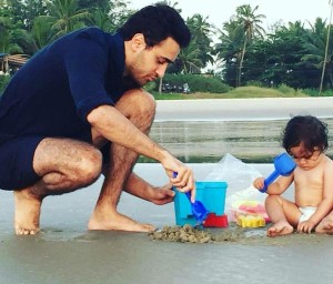 Imran Khan with his baby Imara during in Goa