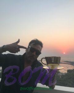 Jackie Shroff with a cup of coffee for Karan Johar show