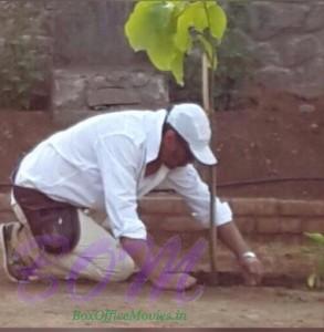 Jackie Shroff ‏planting a tree on world environment day
