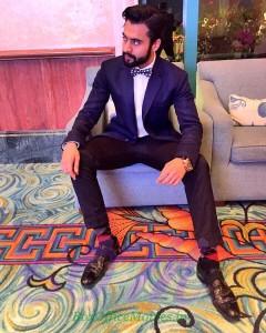 Jackky Bhagnani in a Manish Malhotra outfit during an event in Dubai