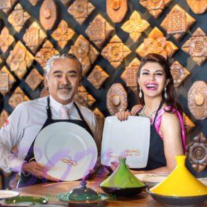 Jacqueline Fernandez with Dharshan Munidasaon on opening her first restaurant