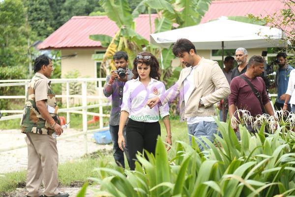 Jacqueline and Ranbir Kapoor while shooting for Roy