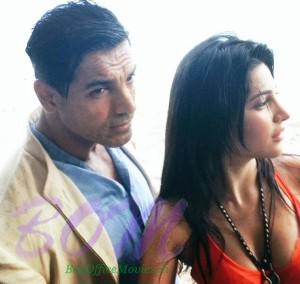 John Abraham and Shruti Haasan picture from the shoot of Rocky Handsome movie