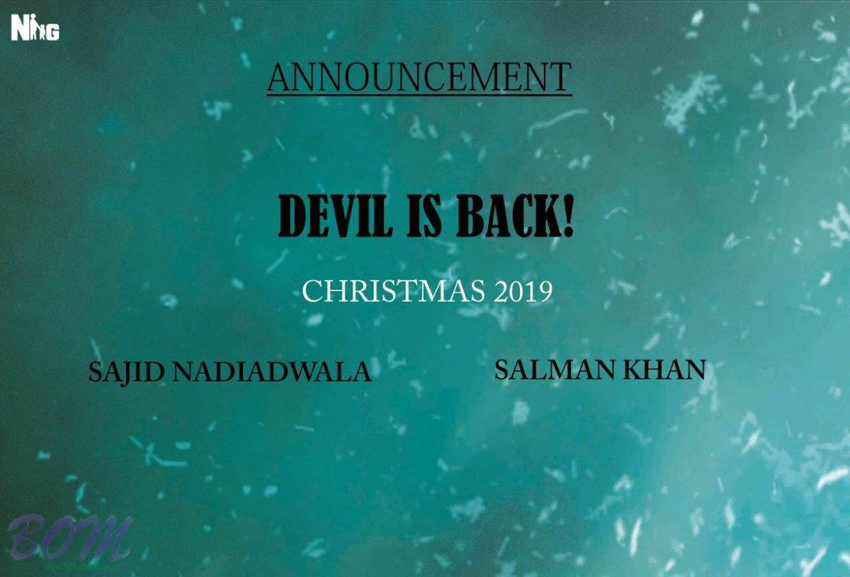 Sajid Nadiadwala to produce KICK2 with Salman Khan to release it by Christmas 2019.