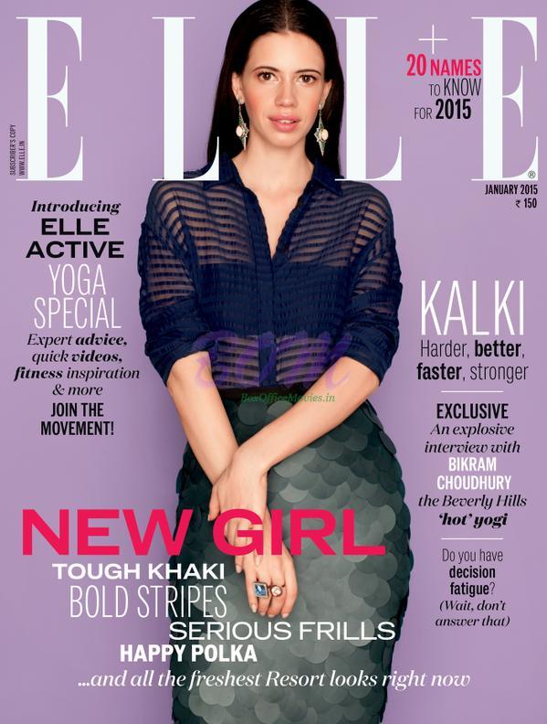 Kalki Koechlin on the cover page of Elle Magazine January 2015 issue