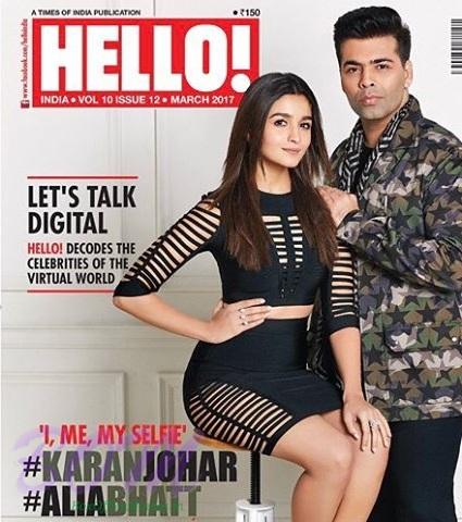 Karan Johar and Alia Bhatt on cover page for Hello March 2017 issue