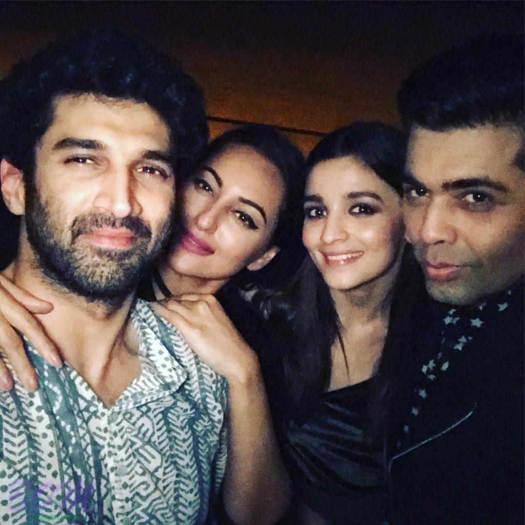 Karan Johar with Aditya Roy Kapur, Sonakshi Sinha and Alia Bhatt