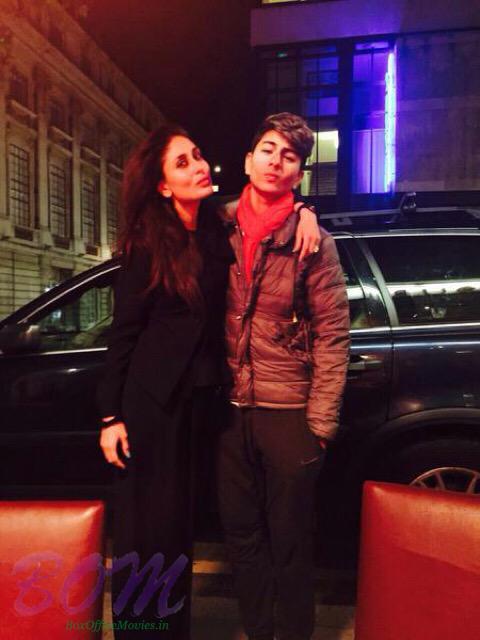 Kareena with Saif's son in London. The entire family is there to celebrate Karisma's birthday