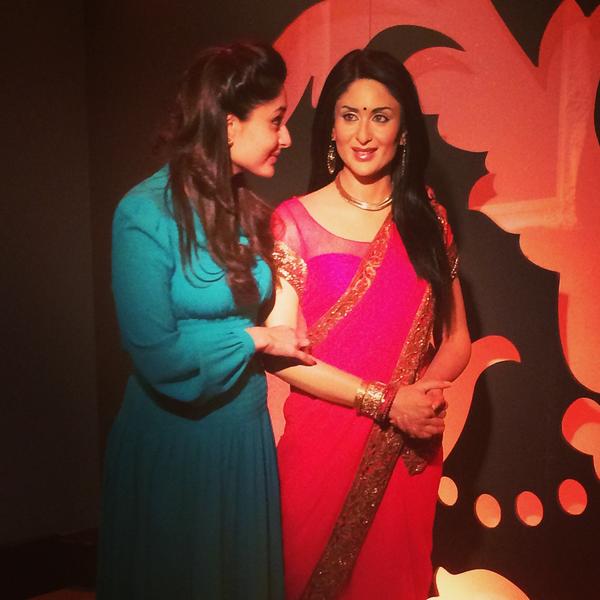 Kareena Kapoor visited Madame Tussauds on 18 Aug 2014 to see her restyled figure. She donated the sari for this.