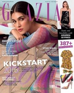 Kriti Sanon cover girl for Grazia India January 2016 Issue cover page